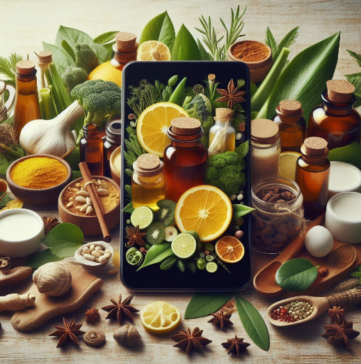 Guía de remedios caseros para cualquier enfermedad o dolencia, en la imagen vemos varias plantas y productos de remedios naturales